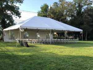 white frame tent