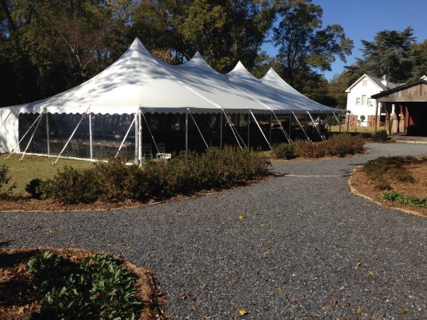 commercial tent with clear sidewalls